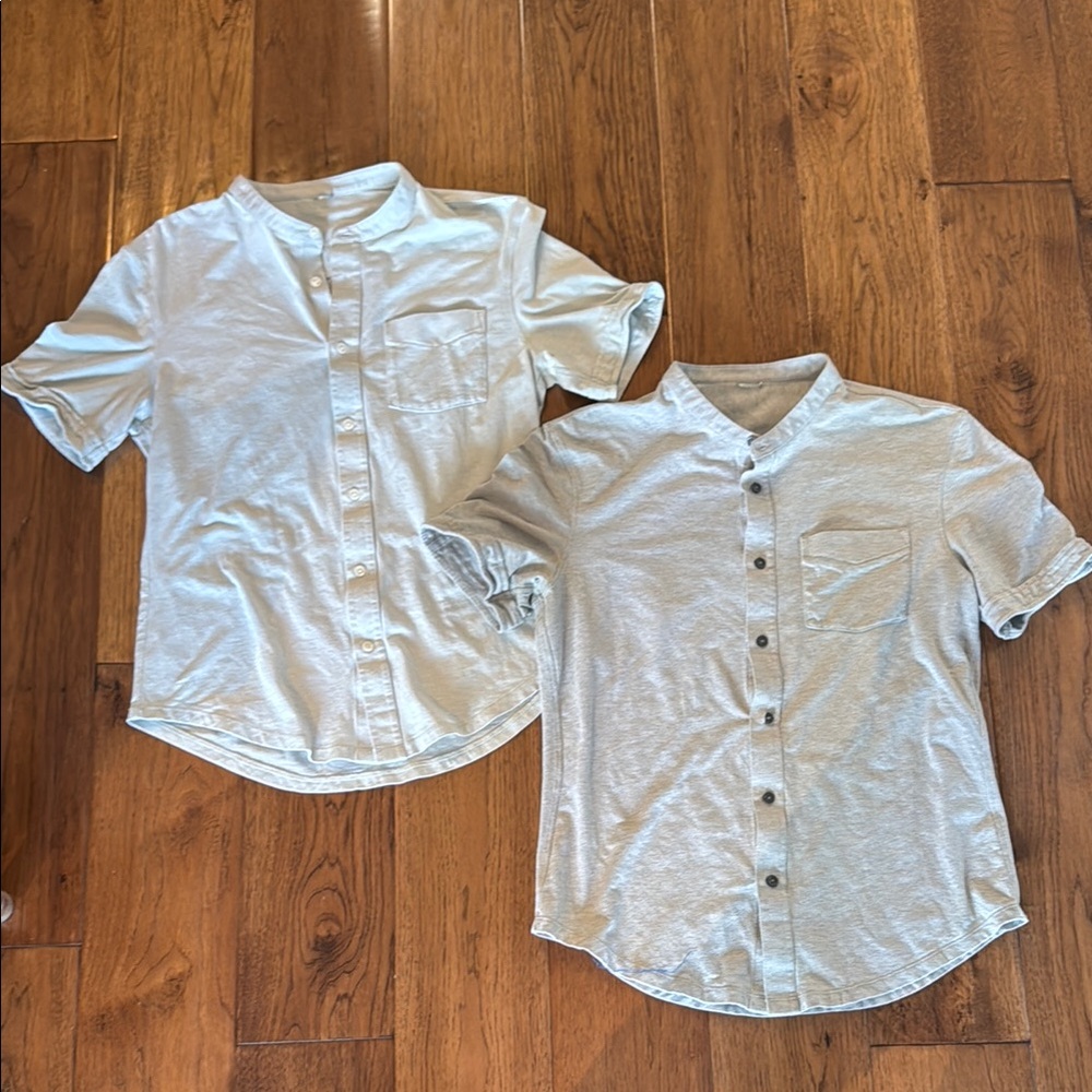 Kit and Ace Mock Neck Button-Up Shirts - Set of Two